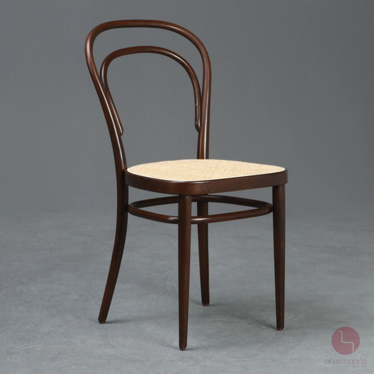Thonet 214 Kaffeehaus Stuhl in Braun mit neuem Geflecht