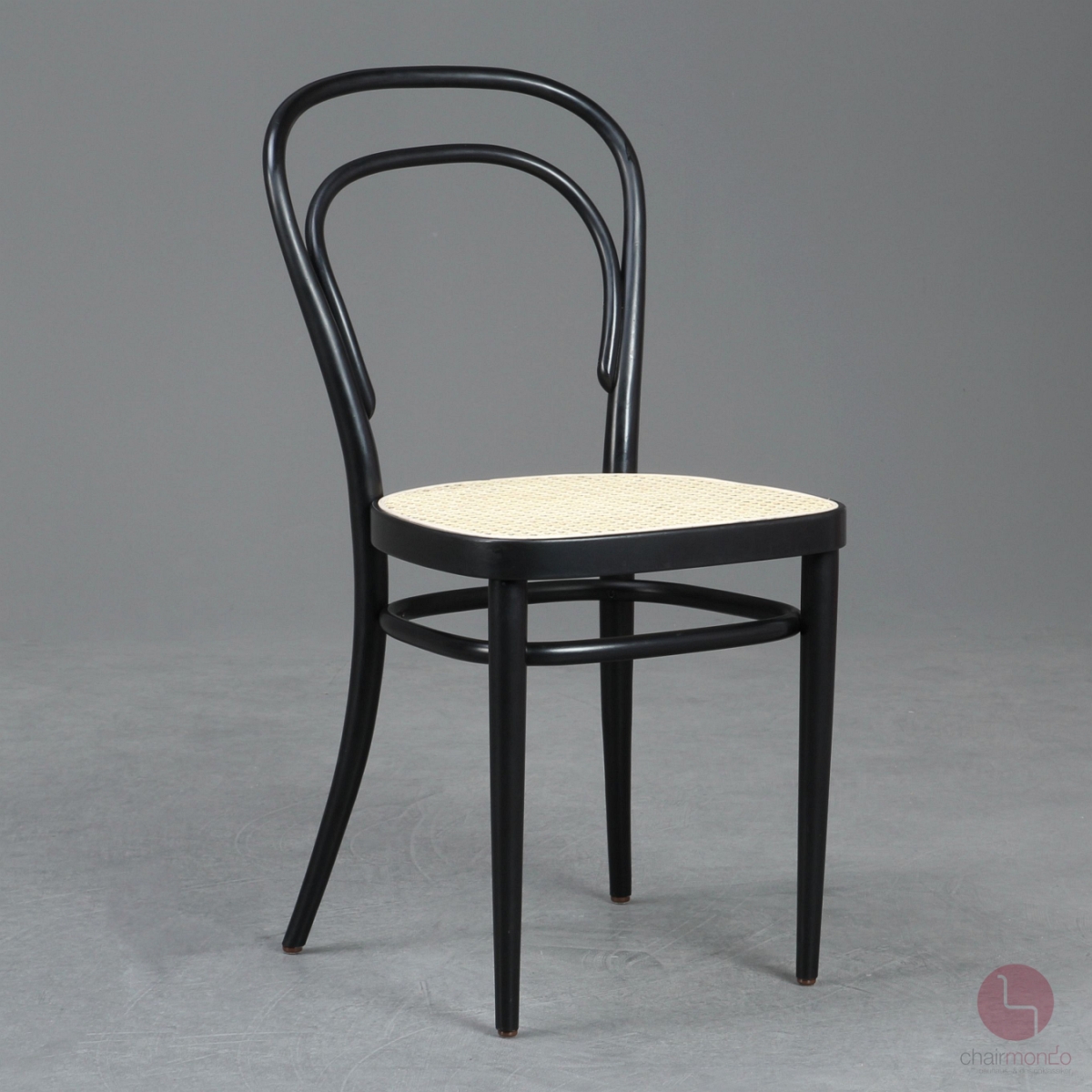 Thonet 214 Kaffehaus Stuhl in Schwarz mit neuem Wiener Geflecht gebraucht