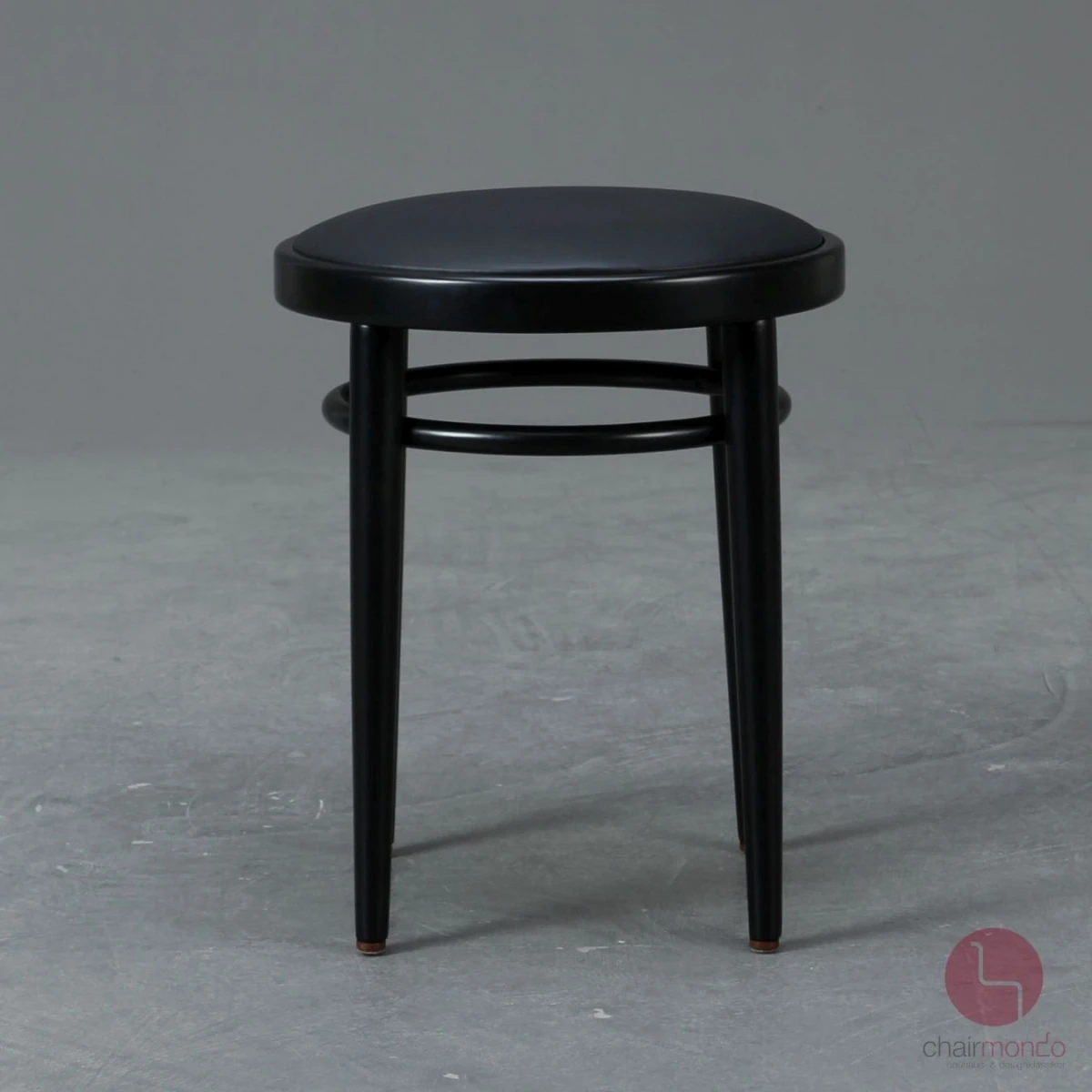 Thonet 214 PH Bugholz Hocker mit neuem schwarzem Leder gebraucht Thonet 214 PH Bugholz Hocker mit neuem schwarzem Leder gebraucht