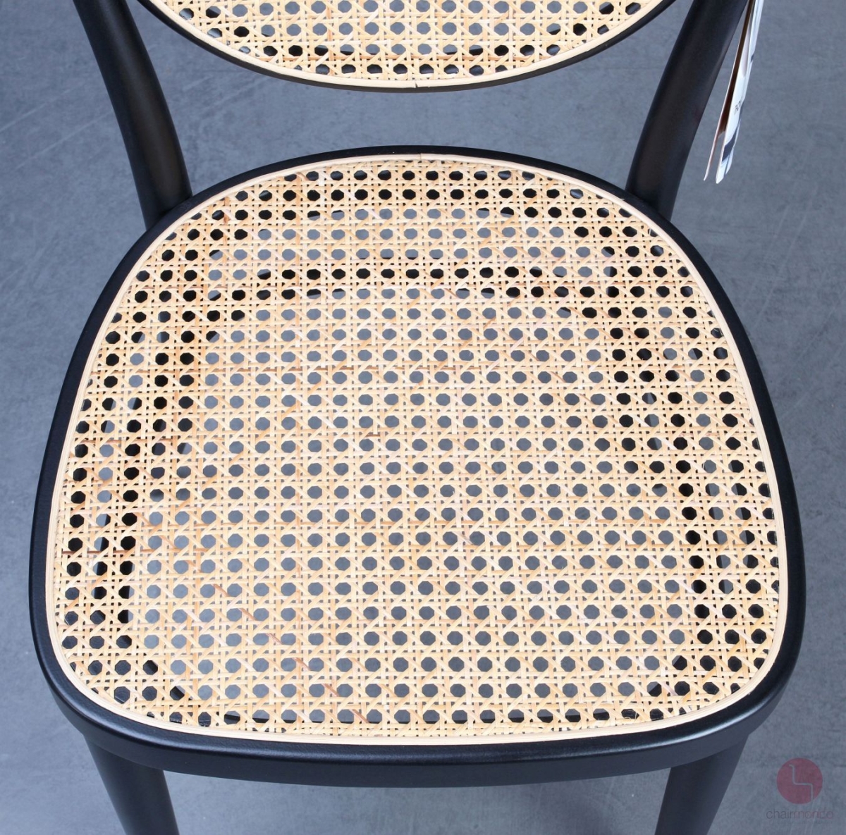 Thonet 215 R Bugholz Stuhl in Schwarz mit Wiener Geflecht