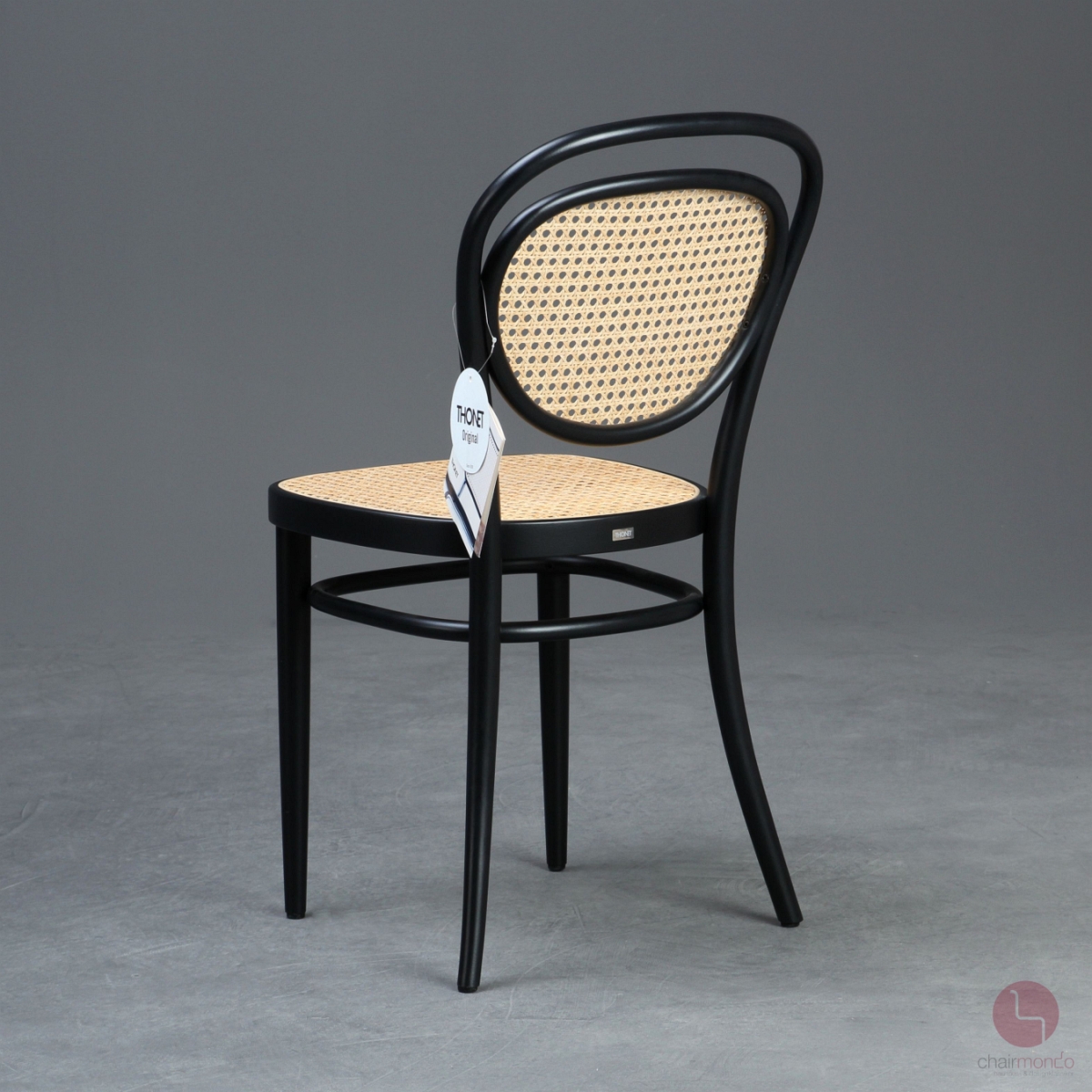 Thonet 215 R Bugholz Stuhl in Schwarz mit Wiener Geflecht