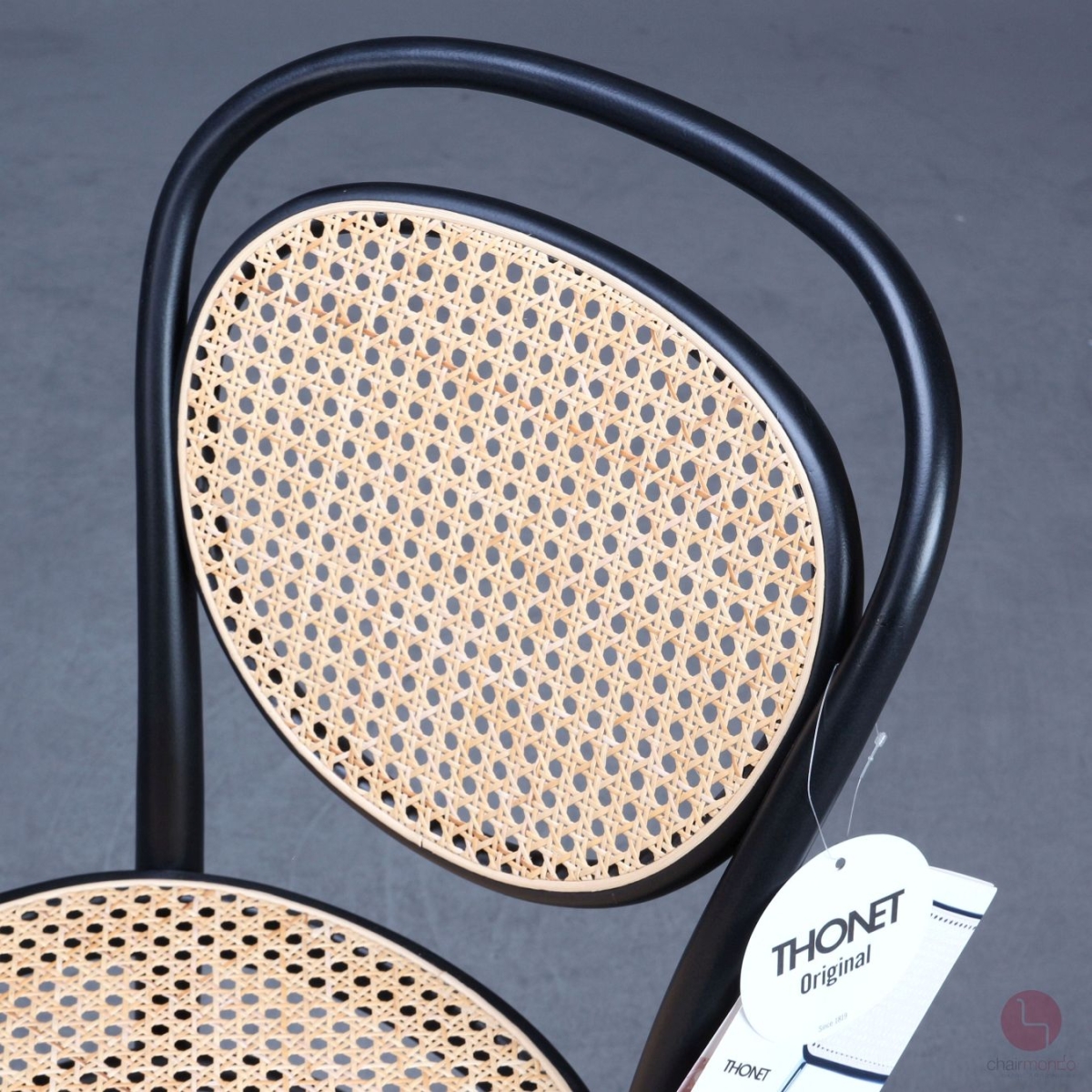 Thonet 215 R Bugholz Stuhl in Schwarz mit Wiener Geflecht