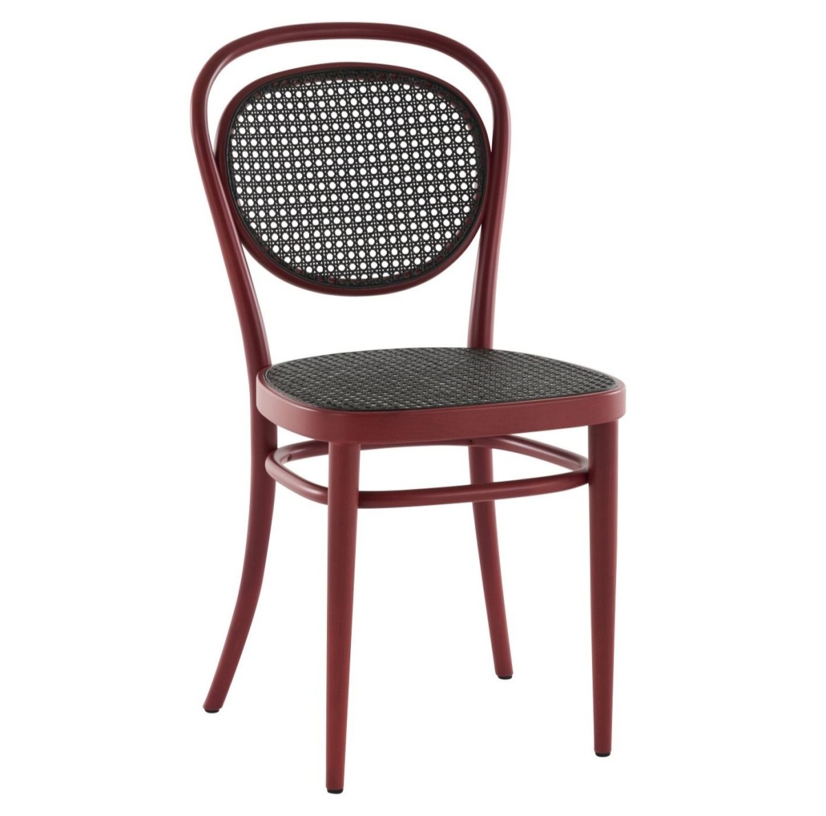 Tonet 215 R Bugholzstuhl mit Dark Melange Geflecht und Gestell in Buche rostrot gebeizt