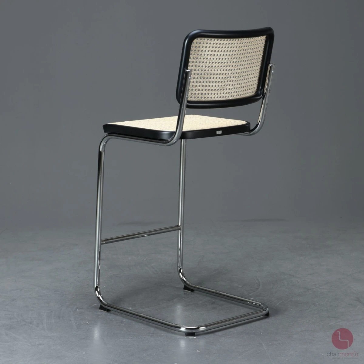 Thonet S32 VH Barhocker in Schwarz mit Wiener Geflecht