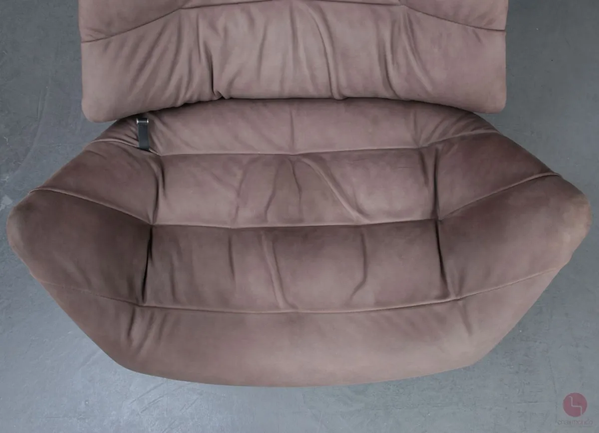 Thonet 808 Lounge Sessel mit Hocker Leder Braun Gestell Nussbaum gebraucht