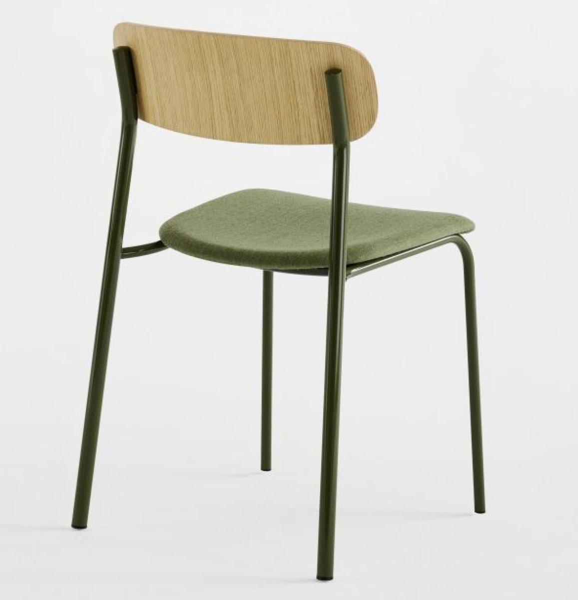 Thonet S243 PV Rückansicht, Stoff Remix3 933 Grün, Eiche Holz