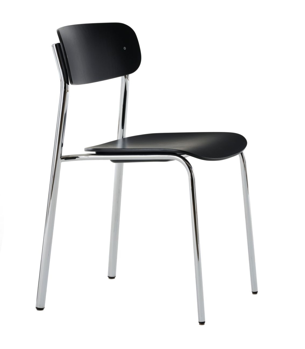 Thonet S243 Stahlrohrstuhl in Schwarz TP29 Gestell verchromt