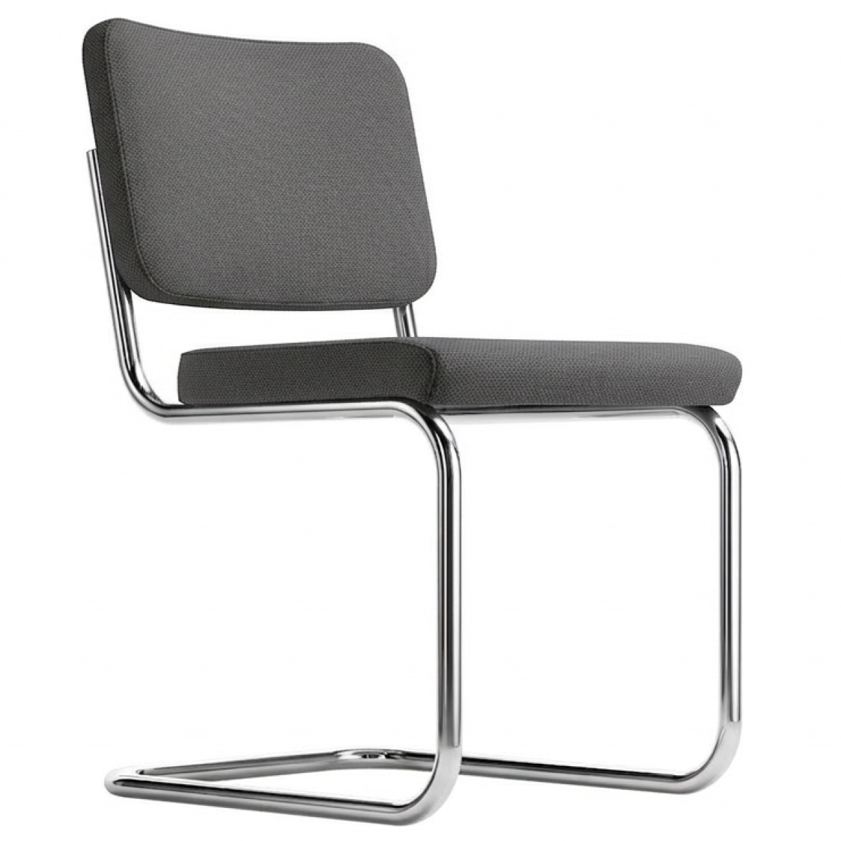 Thonet S 32 PV Freischwinger mit Stoffbezug und Vollpolster in dunkelgrau