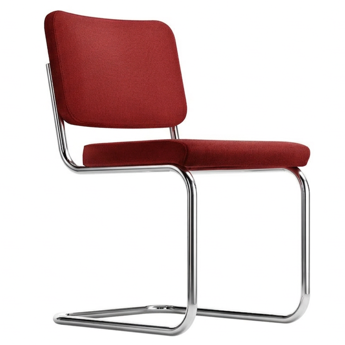 Thonet S 32 PV Freischwinger mit Stoffbezug und Vollpolster in feuerrot