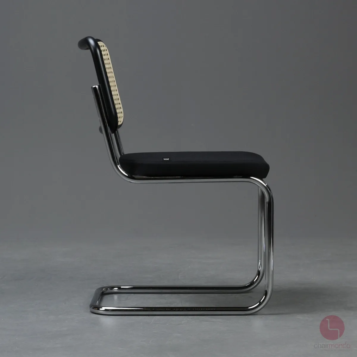 Thonet S32 SPV Freischwinger Schwarz mit Sitzpolster und Geflecht Rückenlehne gebraucht