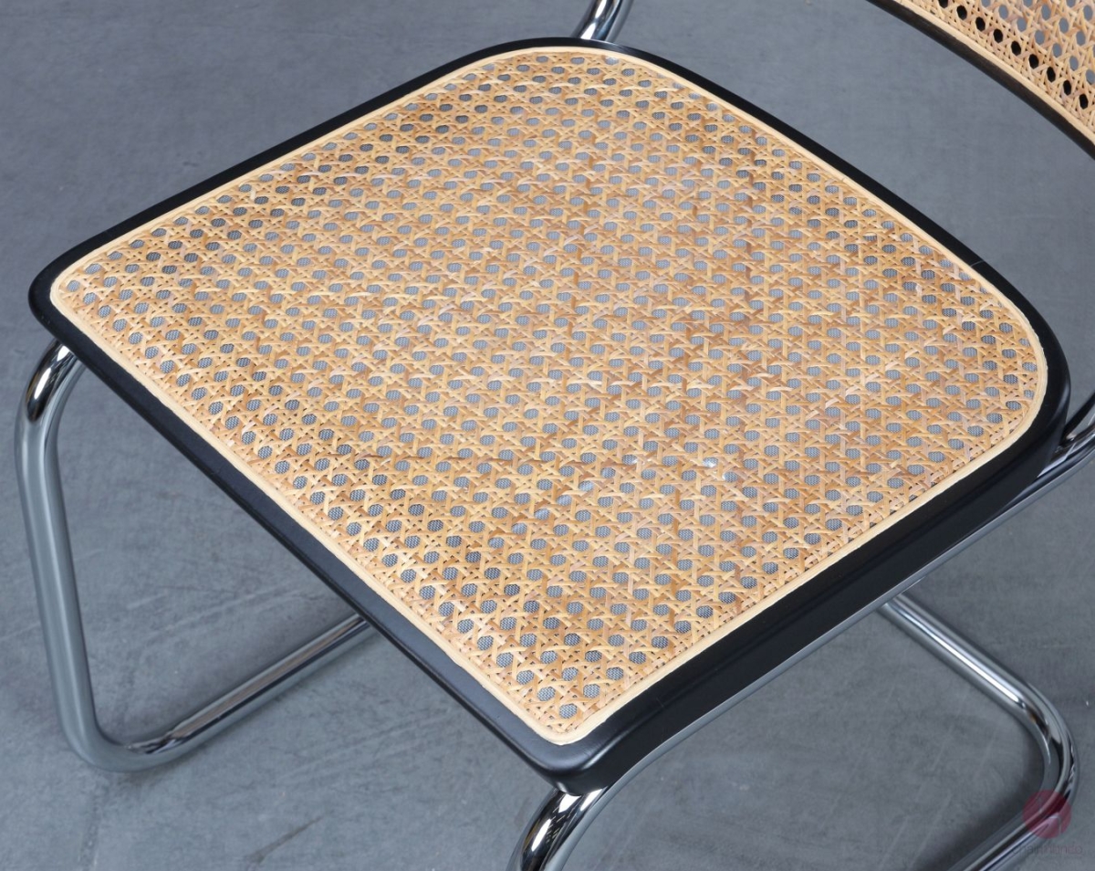 Thonet S32 V Freischwinger Schwarz mit Wiener Geflecht + Stützgewebe gebraucht