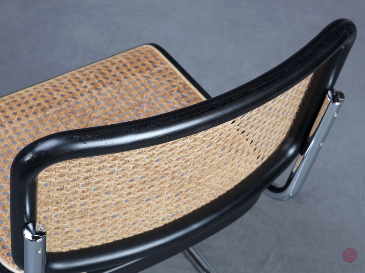 Thonet S32 V Freischwinger Schwarz mit Wiener Geflecht + Stützgewebe gebraucht