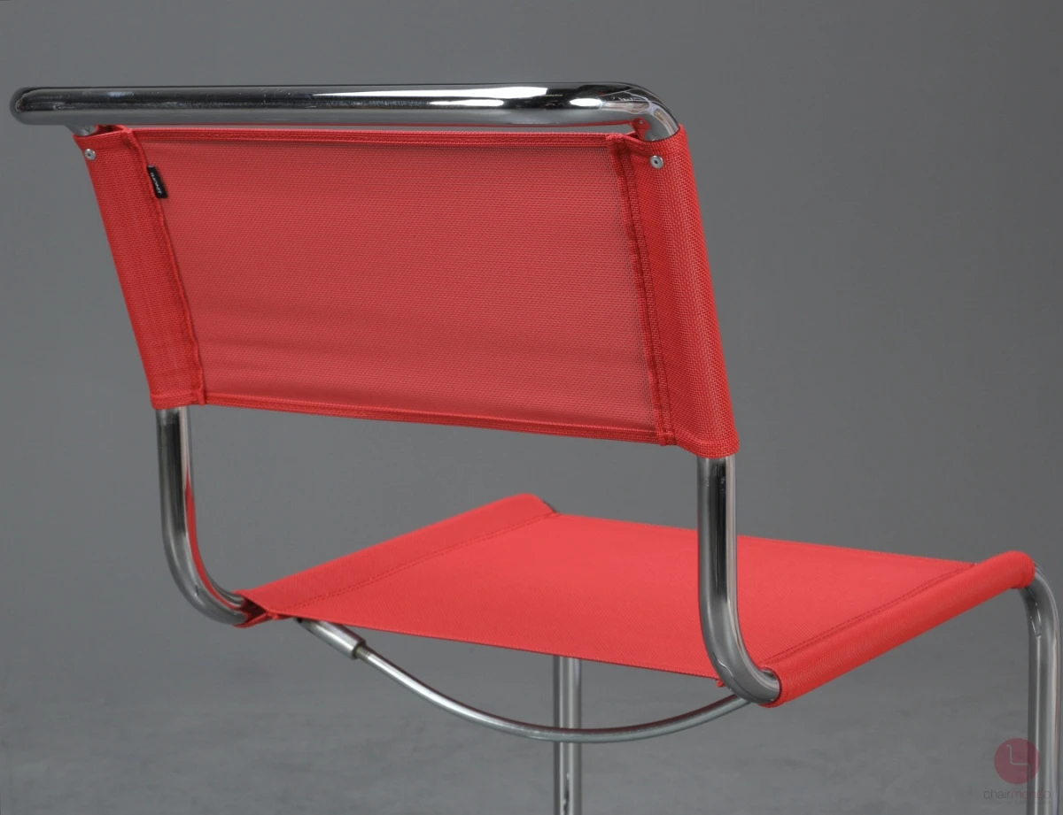 Thonet S33 N Freischwinger mit erneuertem rotem Netzgewebe gebraucht