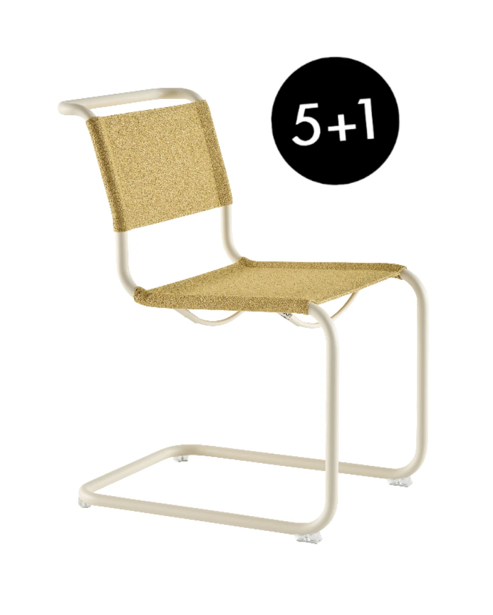 Thonet S33V Freischwinger Stoff in Cento corn Gestell in weiß l 5+1 Aktion