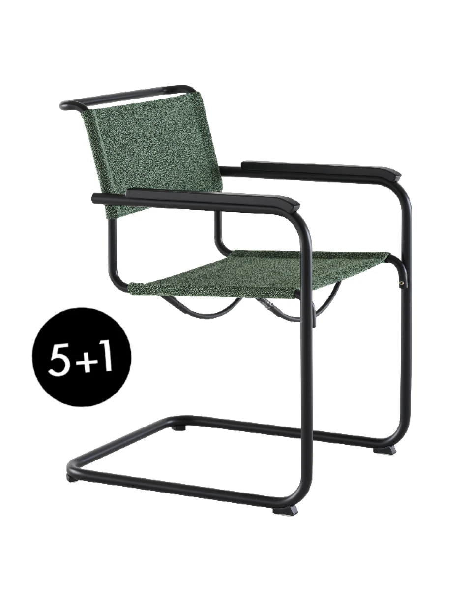 Thonet S34V Stoff Cento malachit Gestell schwarz lackiert