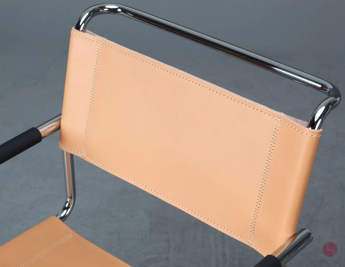 Thonet S34 Freischwinger mit neuem Kernleder in Beige Natur - gebraucht Thonet S34 Freischwinger mit neuem Kernleder in Beige Natur - gebraucht