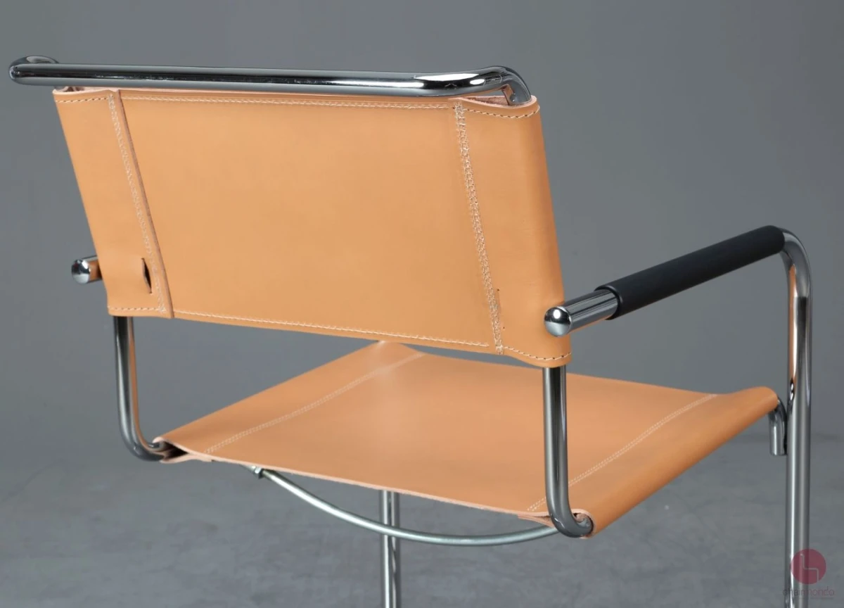 Thonet S34 Freischwinger mit neuem Kernleder in Beige Natur - gebraucht Thonet S34 Freischwinger mit neuem Kernleder in Beige Natur - gebraucht
