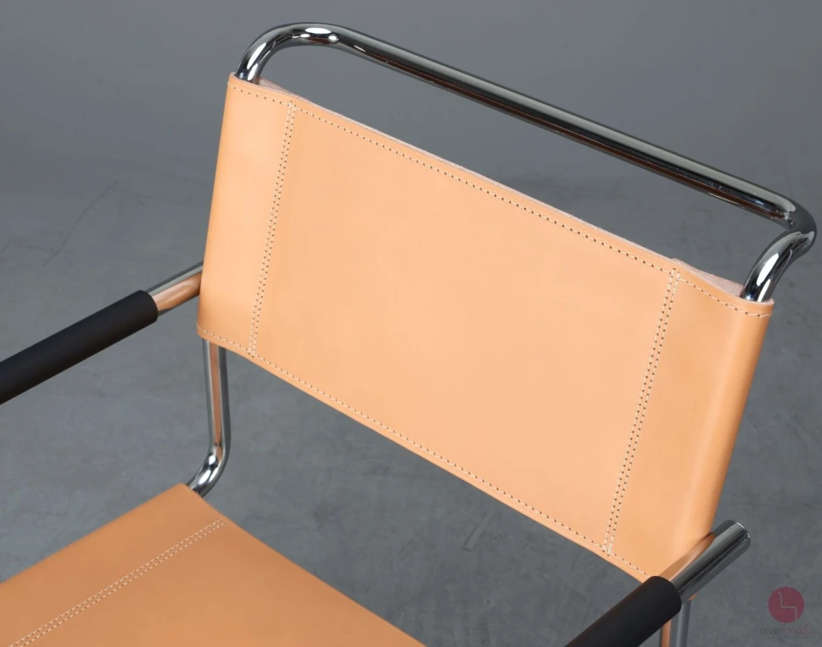 Thonet S34 Freischwinger mit neuem Kernleder in Beige Natur - gebraucht Thonet S34 Freischwinger mit neuem Kernleder in Beige Natur - gebraucht