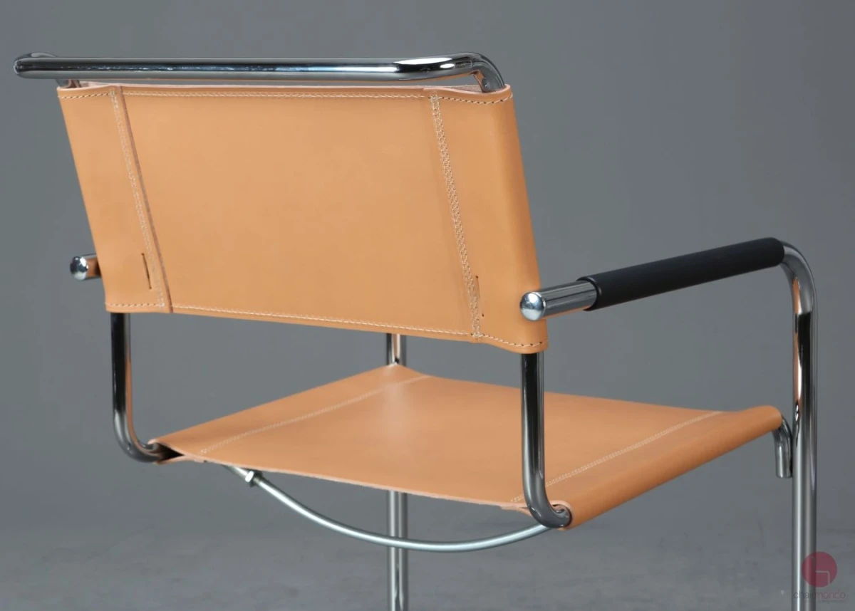 Thonet S34 Freischwinger mit neuem Kernleder in Beige Natur - gebraucht Thonet S34 Freischwinger mit neuem Kernleder in Beige Natur - gebraucht