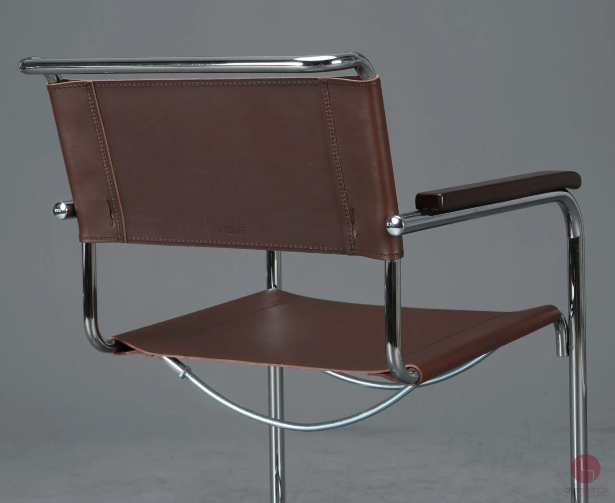 Thonet S34 Freischwinger mit neuem Kernleder in Schoko Braun - gebraucht Thonet S34 Freischwinger mit neuem Kernleder in Schoko Braun - gebraucht