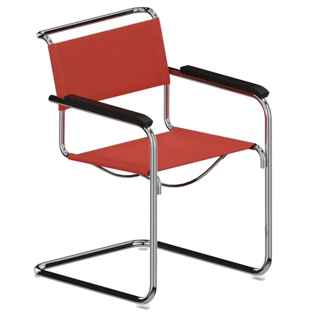 Thonet S34 V Freischwinger Field 2 Stoff Rot Armlehnen Schwarz