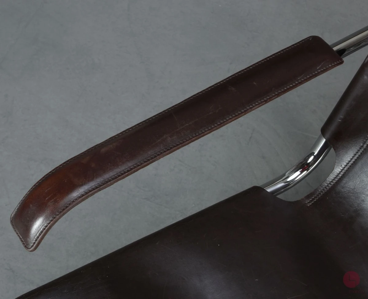 Thonet S35 L Freischwinger Sessel mit braunem Leder Vintage gebraucht Thonet S35 L Freischwinger Sessel mit braunem Leder Vintage gebraucht