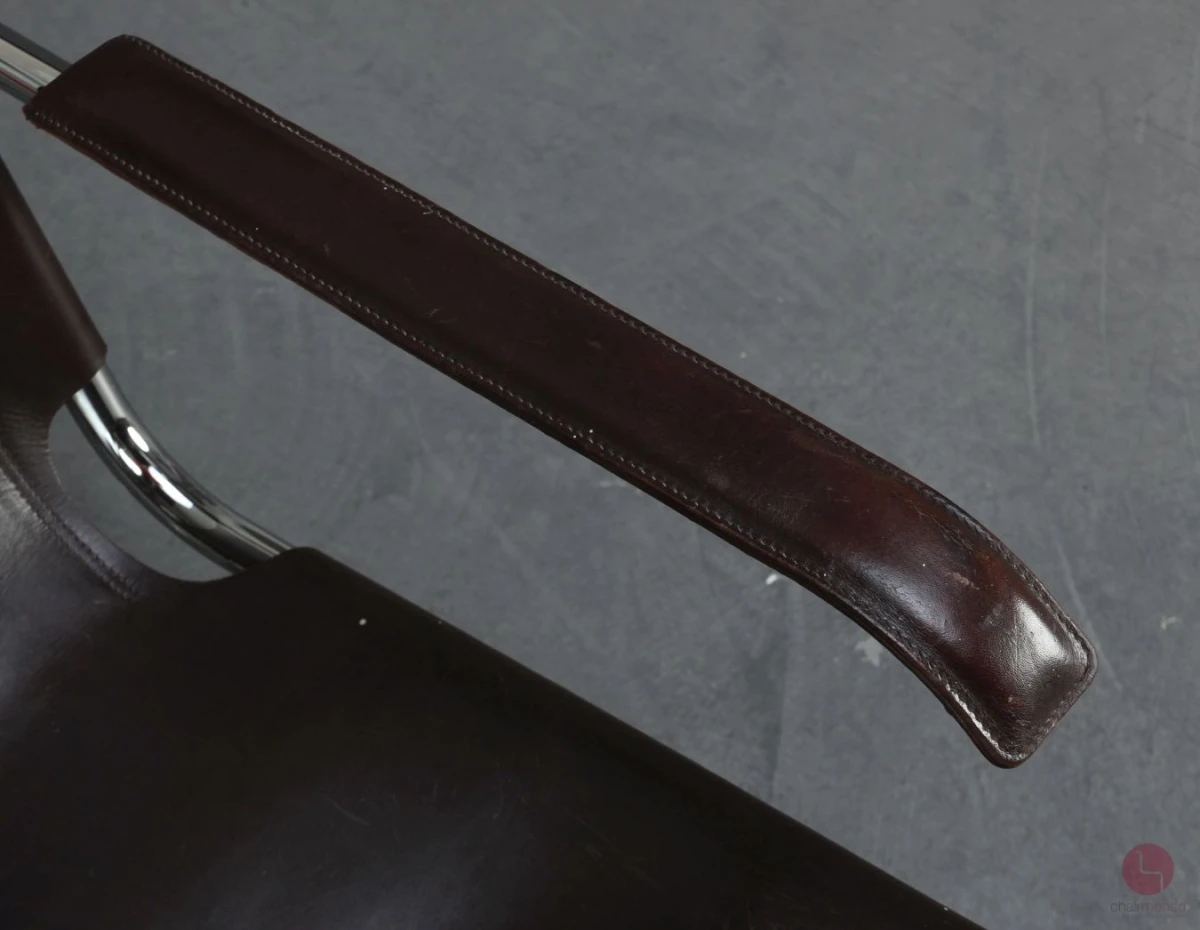 Thonet S35 L Freischwinger Sessel mit braunem Leder Vintage gebraucht Thonet S35 L Freischwinger Sessel mit braunem Leder Vintage gebraucht