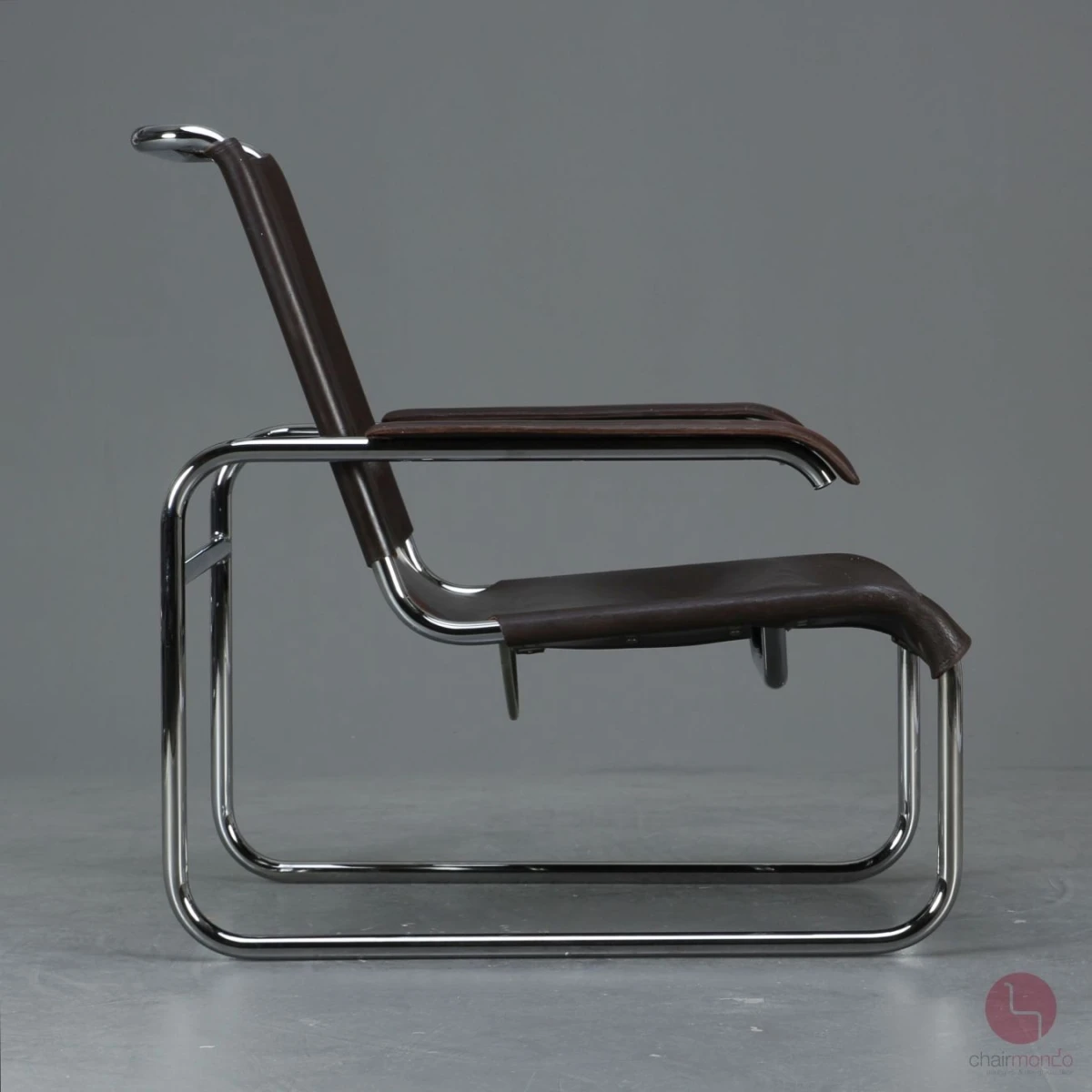 Thonet S35 L Freischwinger Sessel mit braunem Leder Vintage gebraucht Thonet S35 L Freischwinger Sessel mit braunem Leder Vintage gebraucht