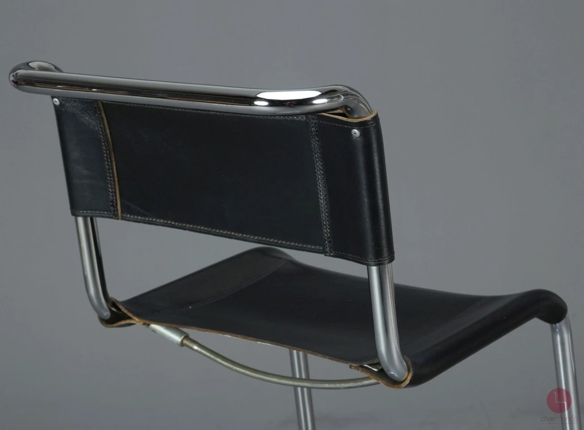 Thonet S39 Freischwinger Barstuhl in Leder Schwarz gebraucht Thonet S39 Freischwinger Barstuhl in Leder Schwarz gebraucht