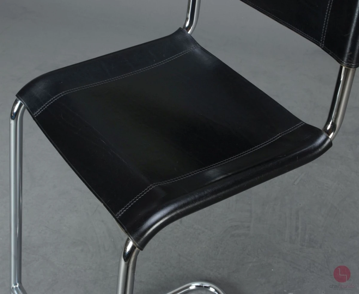 Thonet S39 Freischwinger Barstuhl in Leder Schwarz gebraucht Thonet S39 Freischwinger Barstuhl in Leder Schwarz gebraucht
