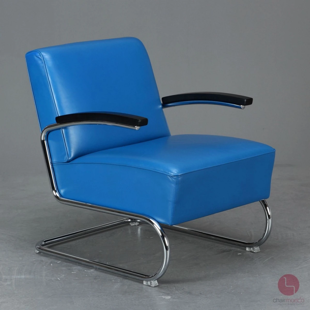 Thonet S411 Lounge Freischwinger Sessel Leder Blau gebraucht Thonet S411 Lounge Freischwinger Sessel Leder Blau gebraucht