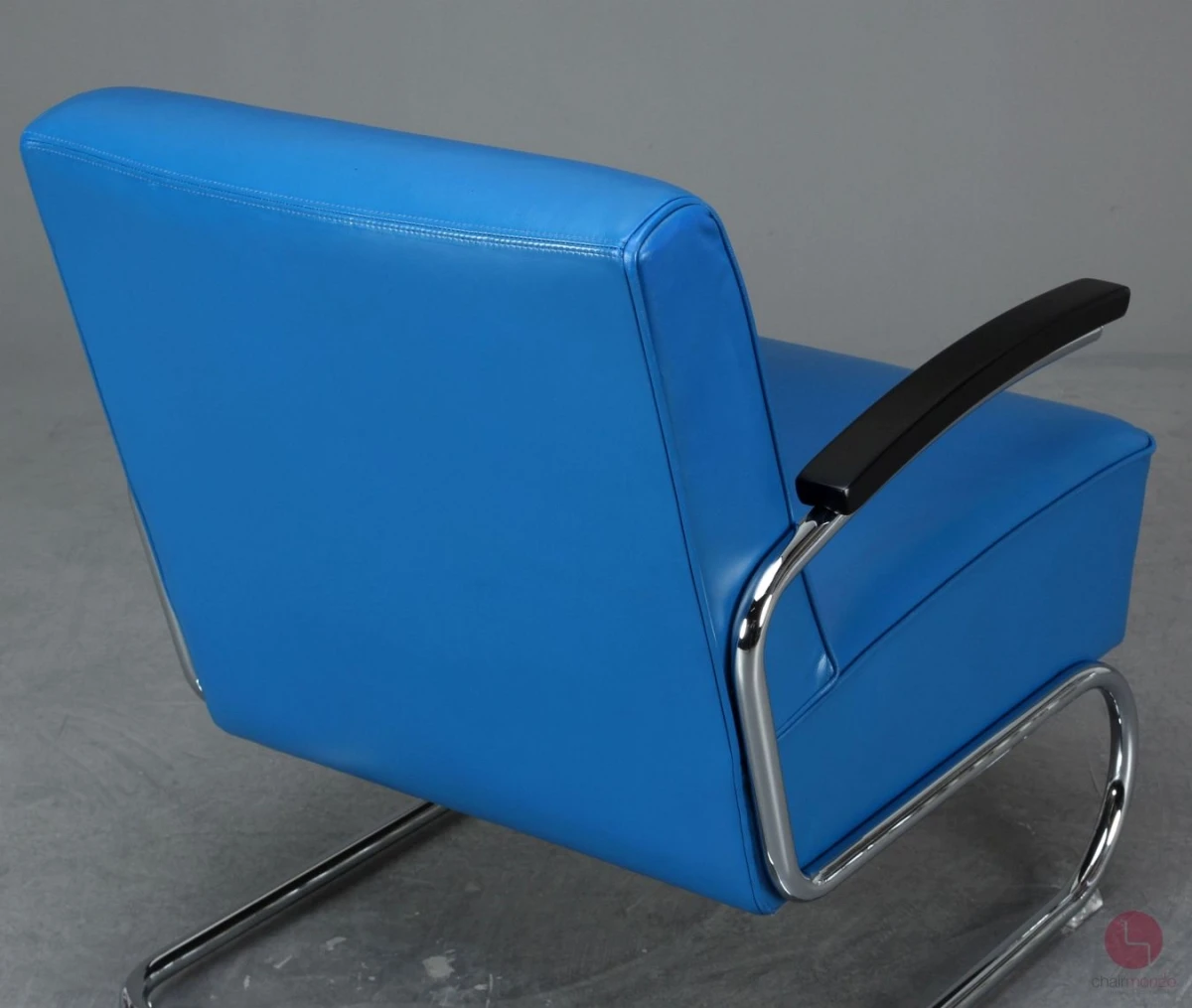 Thonet S411 Lounge Freischwinger Sessel Leder Blau gebraucht