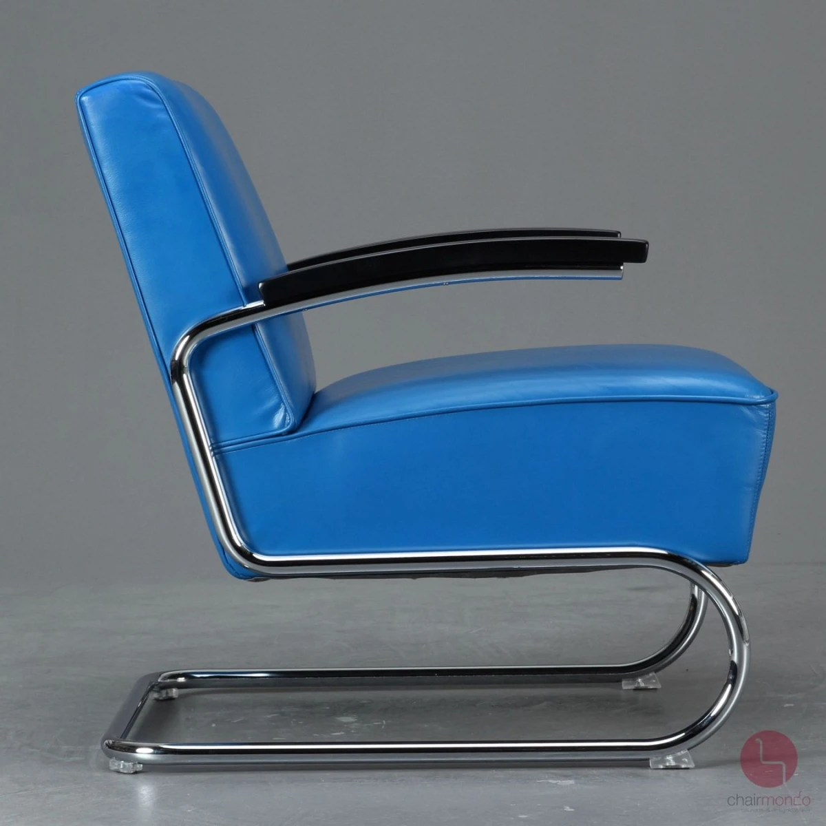 Thonet S411 Lounge Freischwinger Sessel Leder Blau gebraucht Thonet S411 Lounge Freischwinger Sessel Leder Blau gebraucht