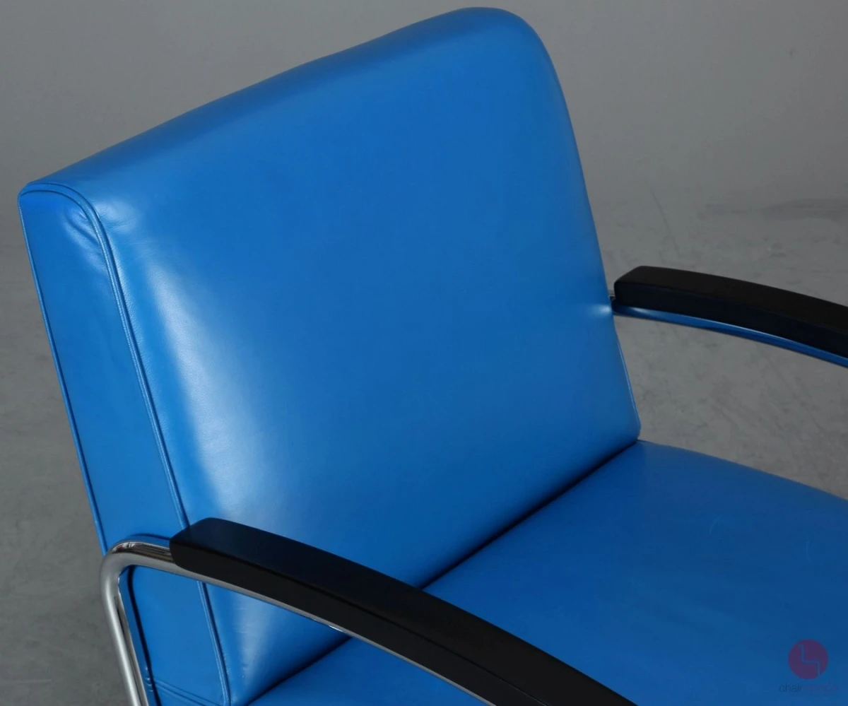 Thonet S411 Lounge Freischwinger Sessel Leder Blau gebraucht Thonet S411 Lounge Freischwinger Sessel Leder Blau gebraucht