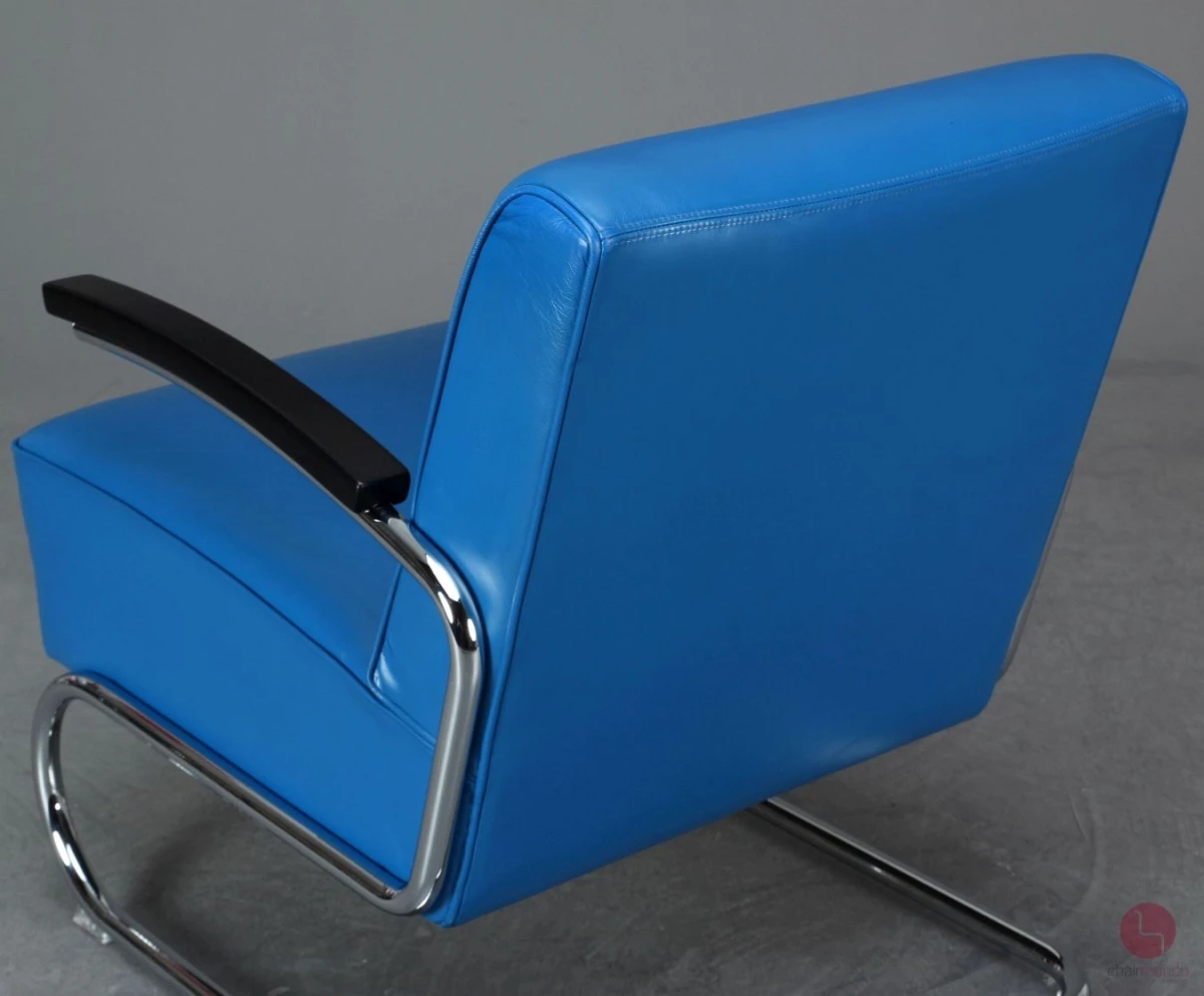 Thonet S411 Lounge Freischwinger Sessel Leder Blau gebraucht Thonet S411 Lounge Freischwinger Sessel Leder Blau gebraucht