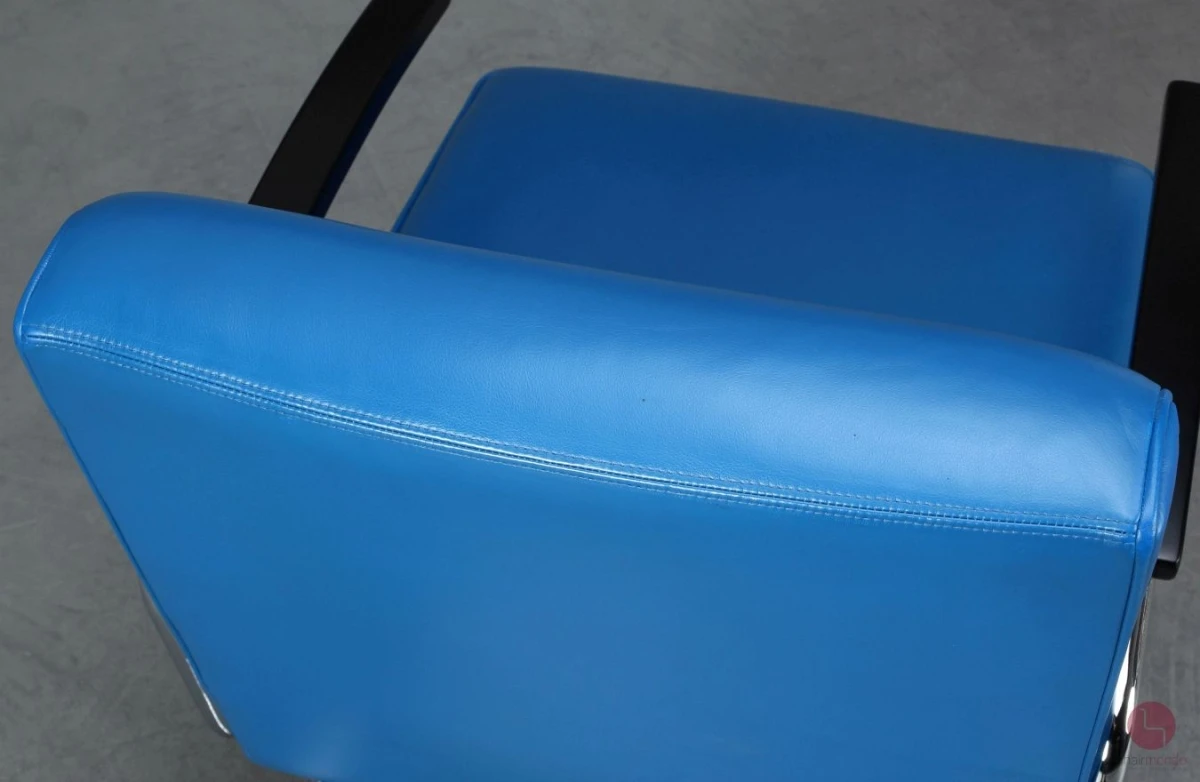 Thonet S411 Lounge Freischwinger Sessel Leder Blau gebraucht