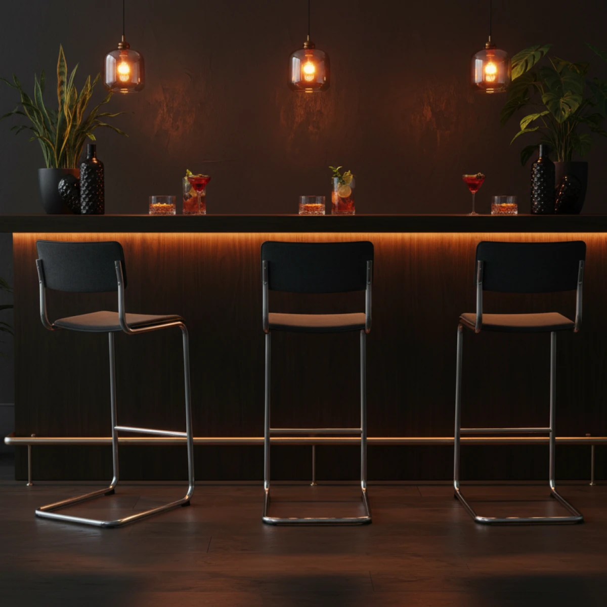 Thonet S43 PVH Barhocker in grau Interieurbild