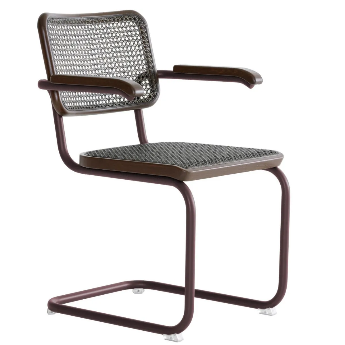 Thonet Herkner Edition S64 V Freischwinger mit Dark Melange Geflecht l gratis Filzgleiter