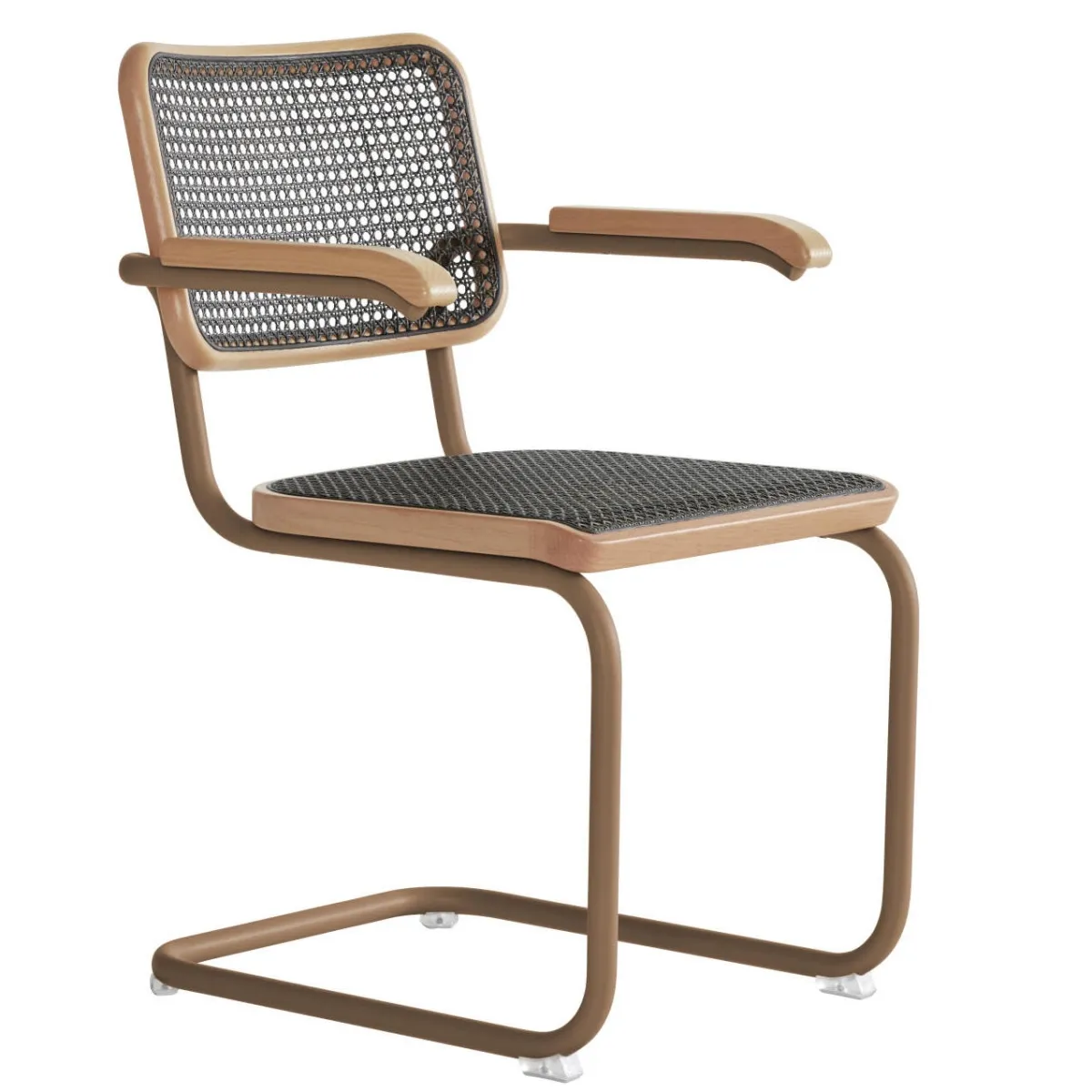 Thonet Herkner Edition S64 V Freischwinger mit Dark Melange Geflecht l gratis Filzgleiter