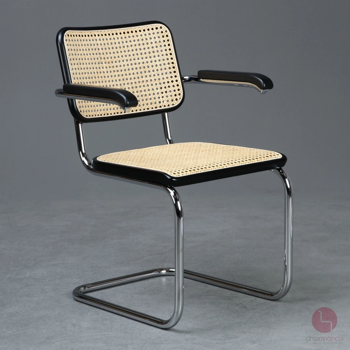Thonet S64 Freischwinger Schwarz mit erneuertem Wiener Geflecht gebraucht