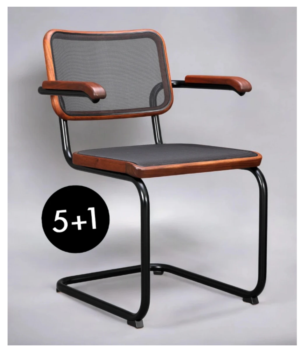 Thonet S64 N Pure Materials Freischwinger Gestell Schwarz + Netzgewebe l 5+1 Aktion