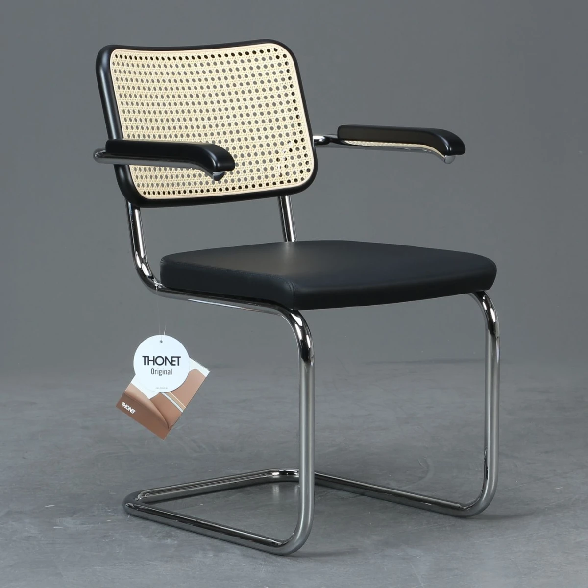 Thonet S64 SPV Leder Sitzfläche Geflecht Rückenlehne Schwarz Thonet S64 SPV Leder Sitzfläche Geflecht Rückenlehne Schwarz