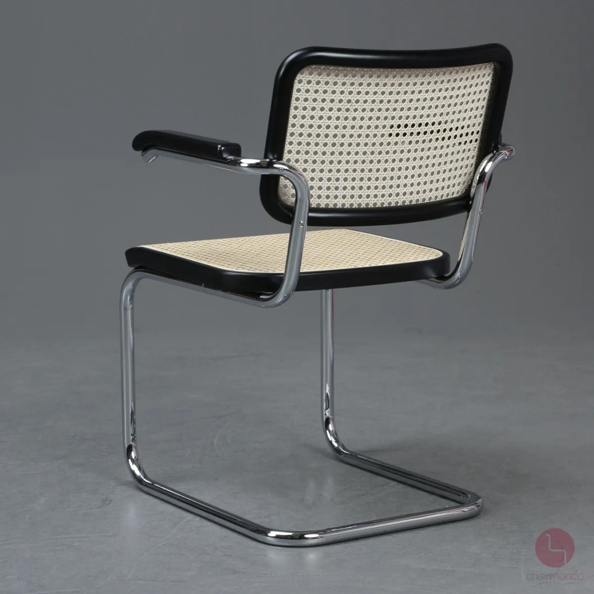 Thonet S64 Freischwinger Schwarz mit erneuertem Wiener Geflecht gebraucht