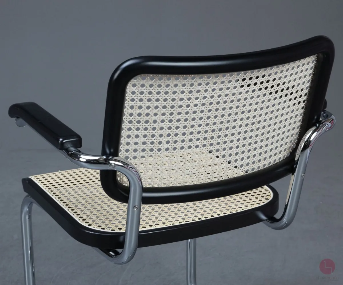 Thonet S64 Freischwinger Schwarz mit erneuertem Wiener Geflecht gebraucht