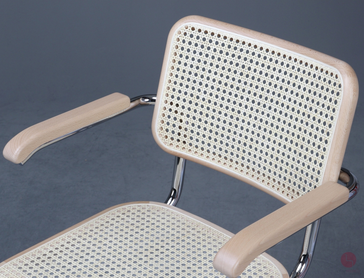 Thonet S64 V Freischwinger in Buche Natur mit Wiener Geflecht + Stützgewebe