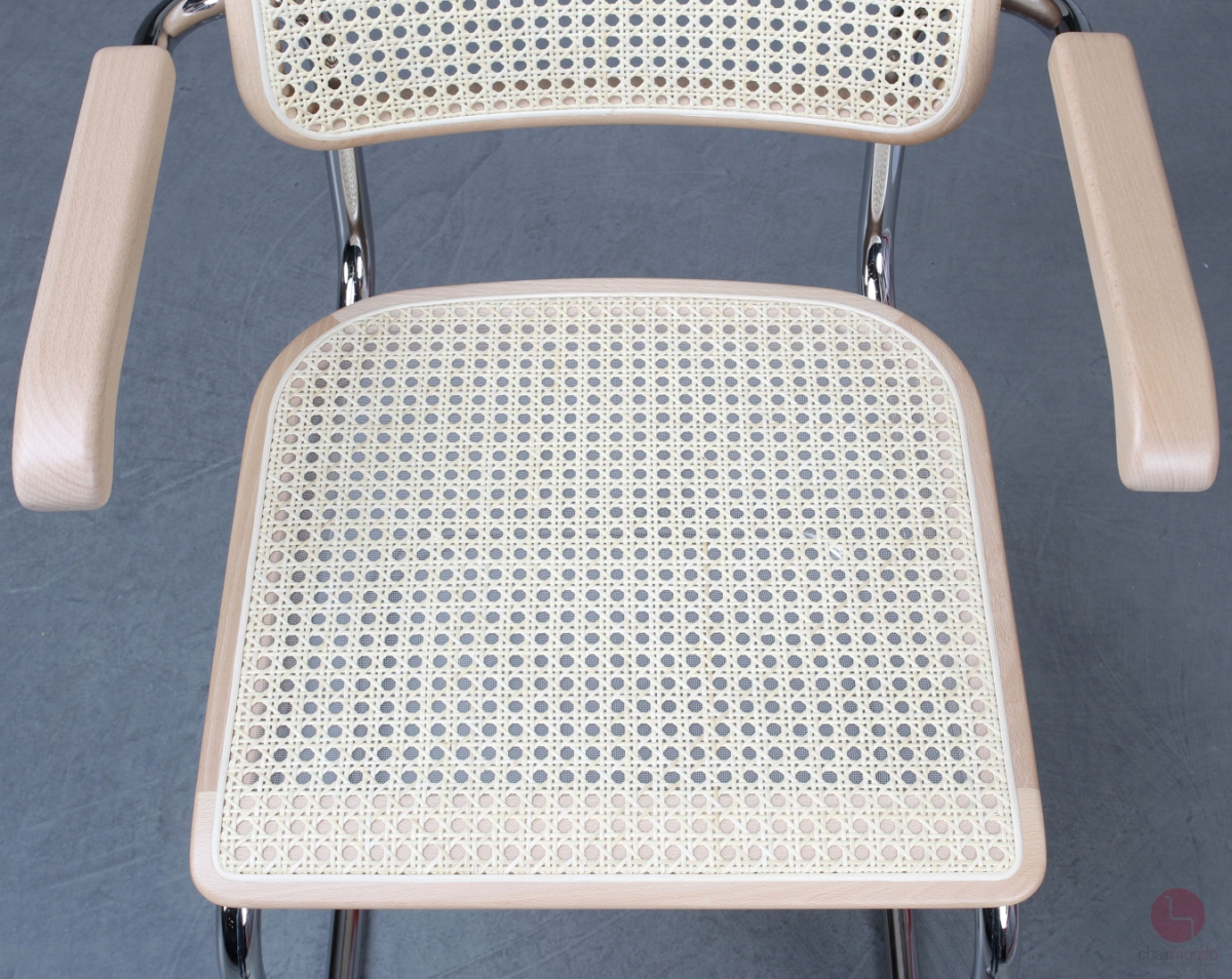 Thonet S64 V Freischwinger in Buche Natur mit Wiener Geflecht + Stützgewebe