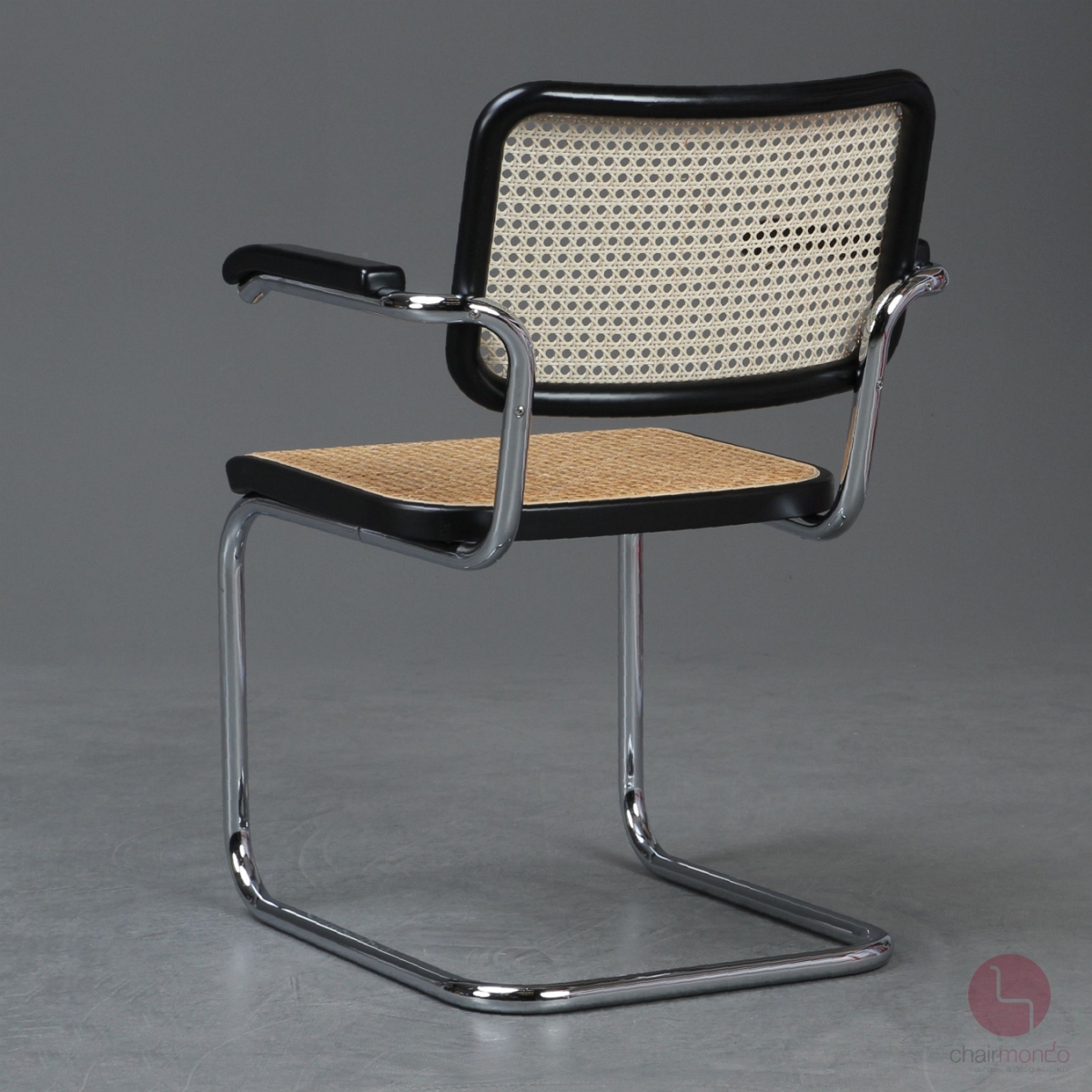 Thonet S64 V Freischwinger in Schwarz mit Wiener Geflecht + Stützgewebe gebraucht