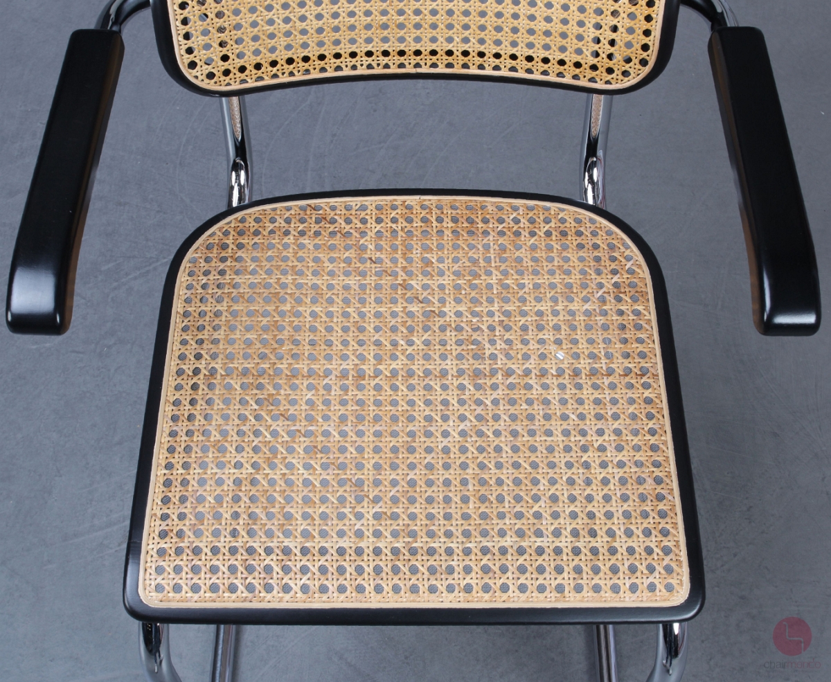 Thonet S64 V Freischwinger in Schwarz mit Wiener Geflecht + Stützgewebe gebraucht