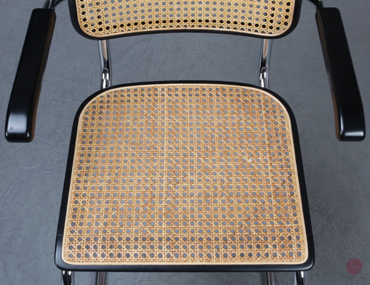 Thonet S64 V Freischwinger in Schwarz mit Wiener Geflecht + Stützgewebe gebraucht