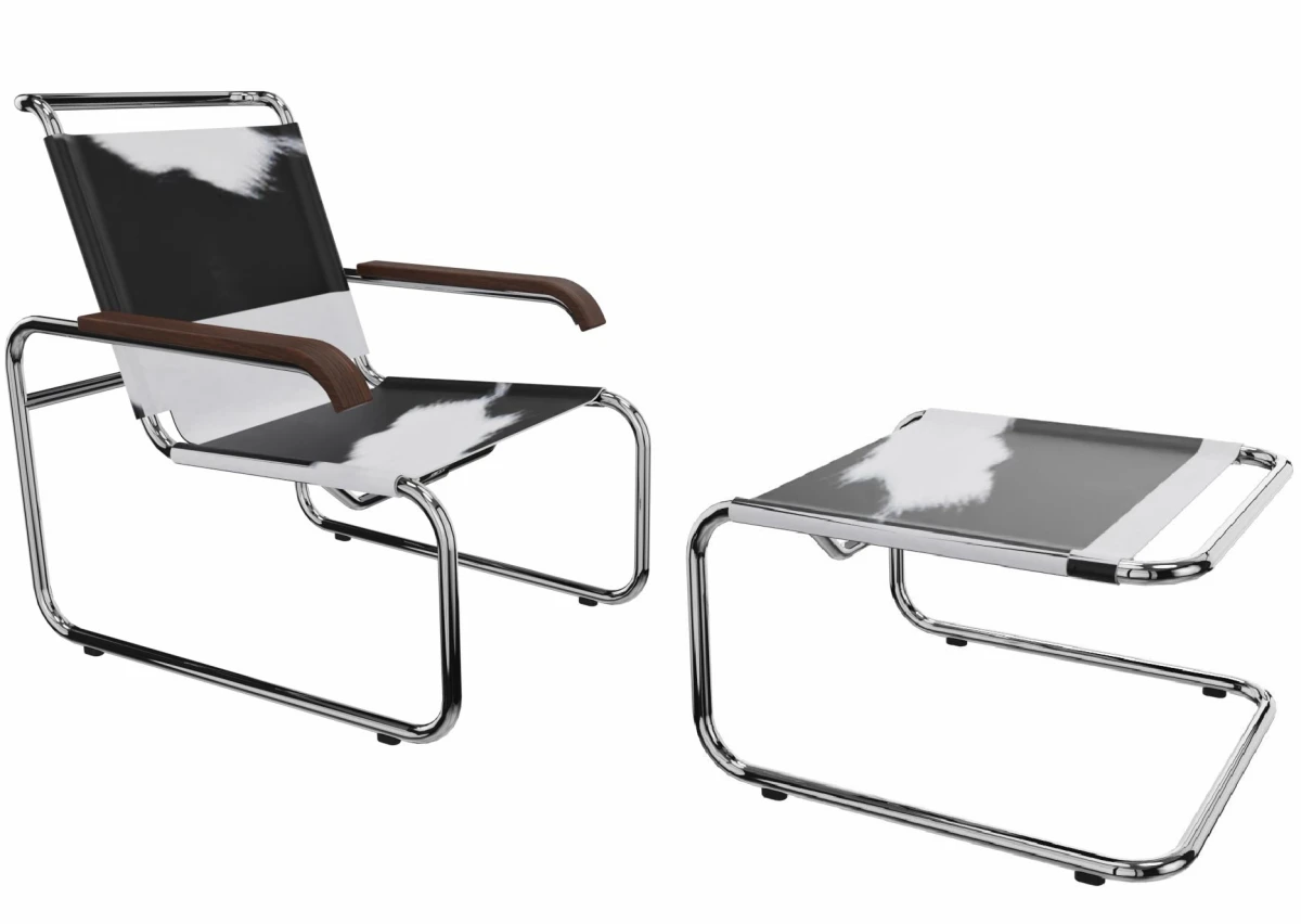 Thonet Sessel S35 LV Kuhfell Bundle Schwarz-Weiß Thonet Sessel S35 LV Kuhfell Bundle Schwarz-Weiß